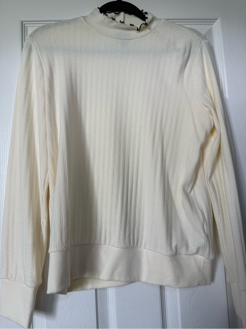 GAP Cream Ribbed Mockneck Top with Contrast Trim